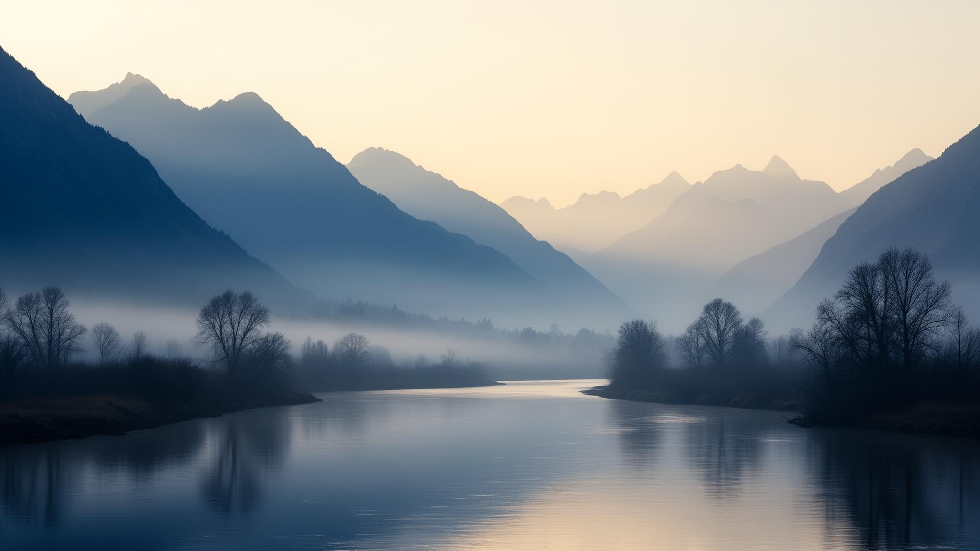 Misty morning over the Fraser Valley